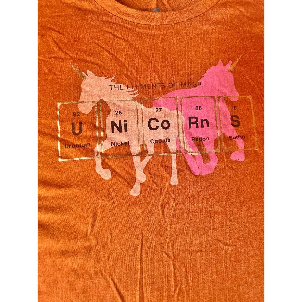 Thread4Thought Women’s Size 14 Unicorns Graphic Long Sleeve Tee Orange - Picture 3 of 4